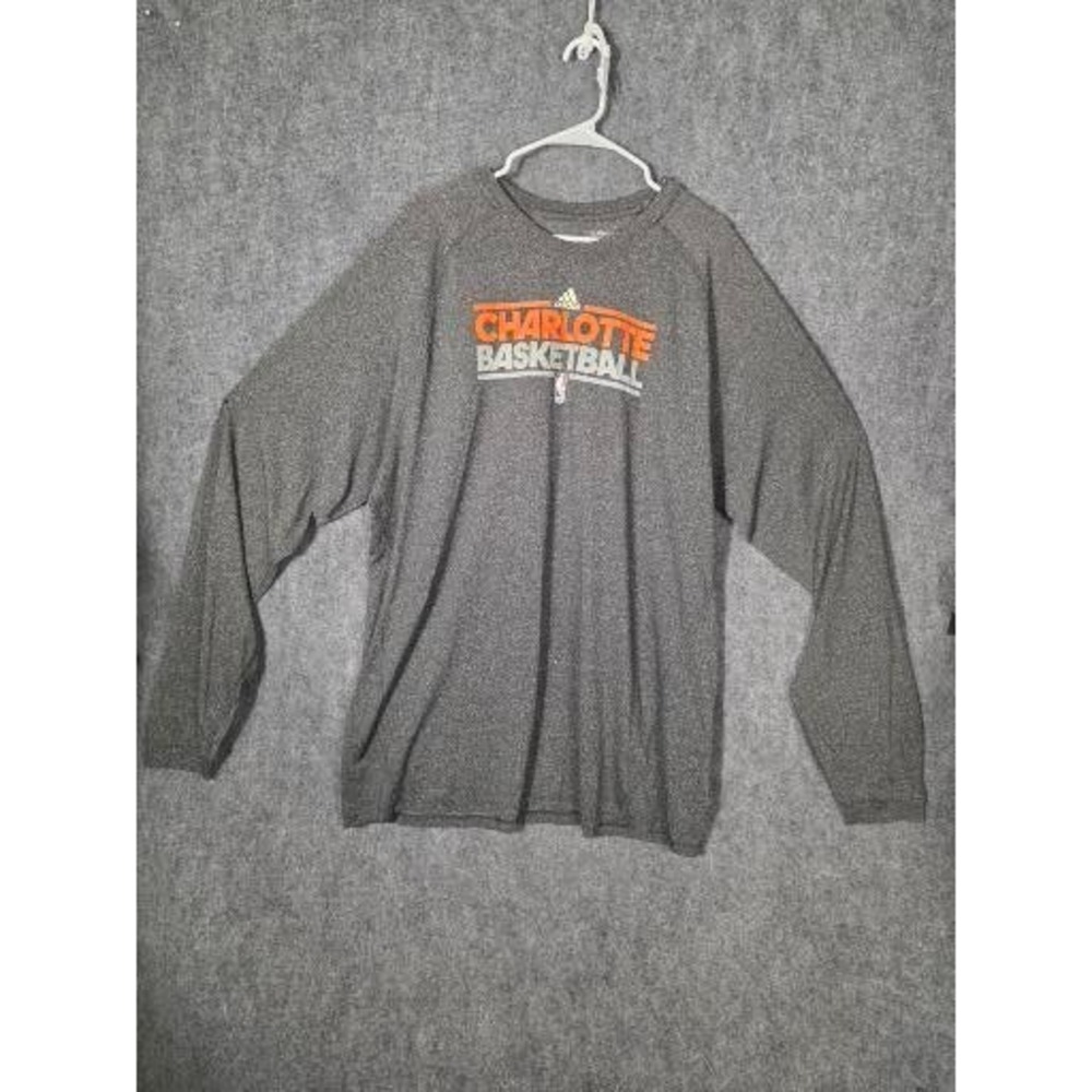Adidas Charlotte Basketball NBA Gray Climalite Long Sleeve Shirt Men 3XLT Casual